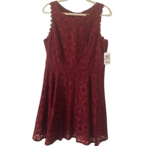 City Studios Burgundy Lace Dress